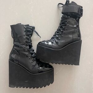 Dolls kill Black Platform Lace-Up Boots